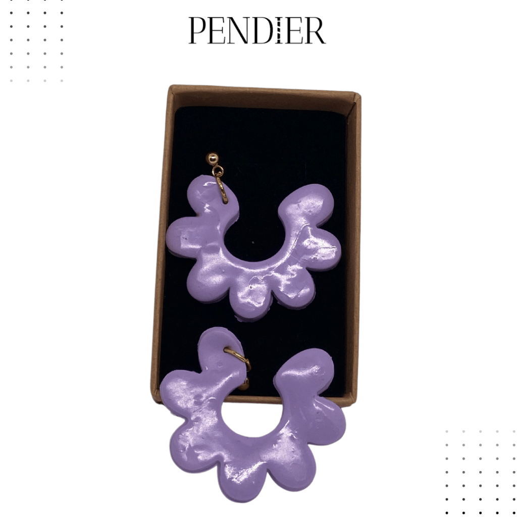 Pendientes arcilla Media Flor lila